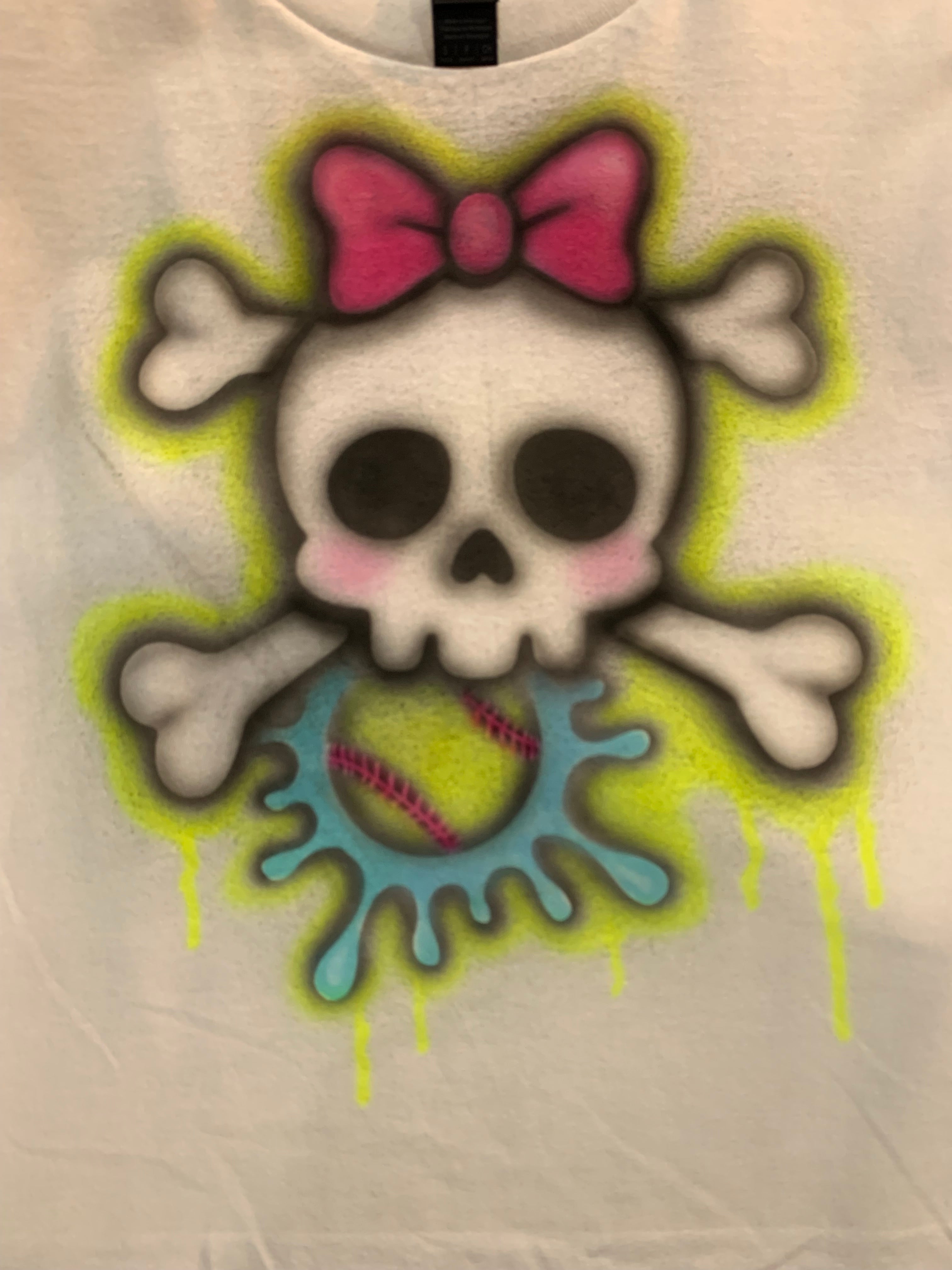 Skull with Bow Softball Youth T