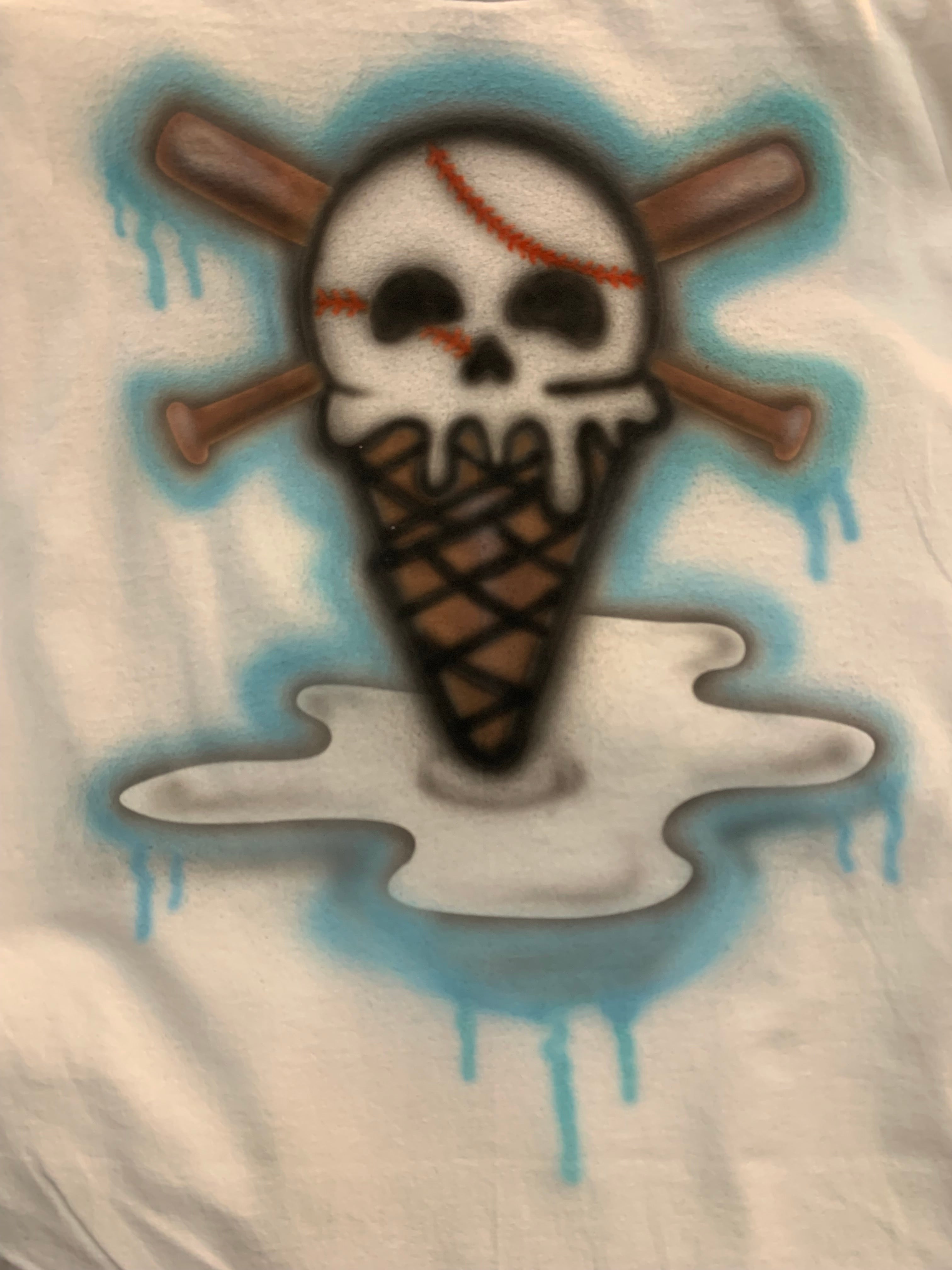 Ice Cream Drip Skull Youth T
