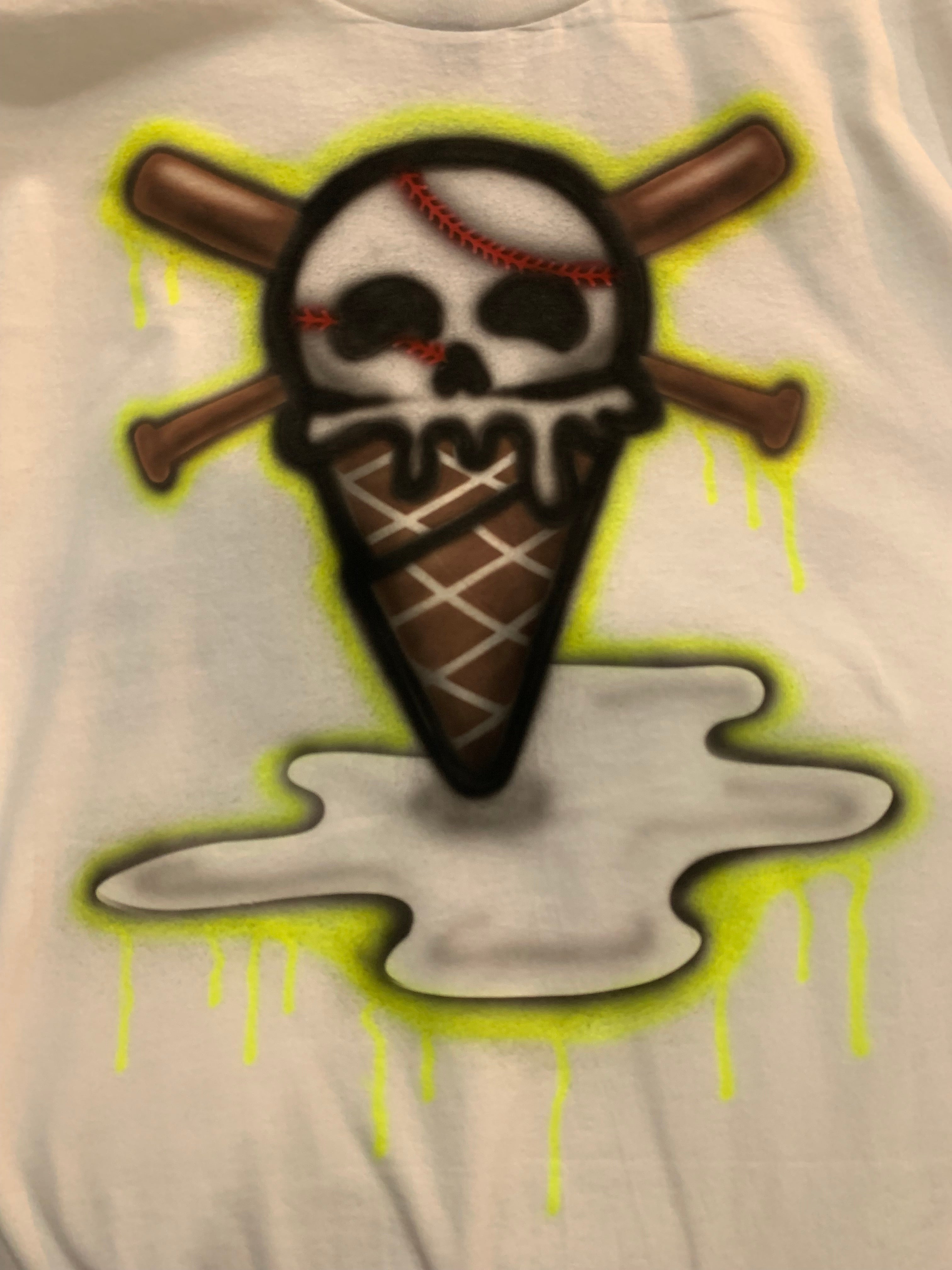 Ice Cream Drip Skull Youth T