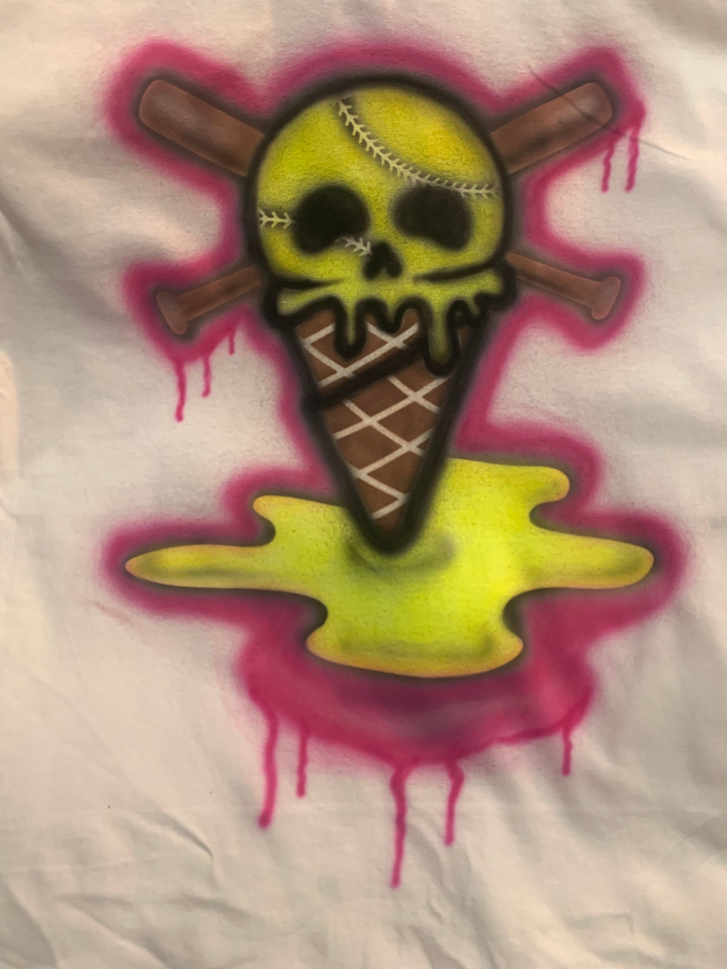 Ice Cream Drip Skull Youth T